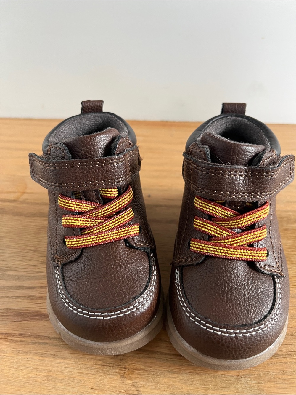 Carter's Brown Toddler High-Top Boots with Yellow and Red Accent Laces